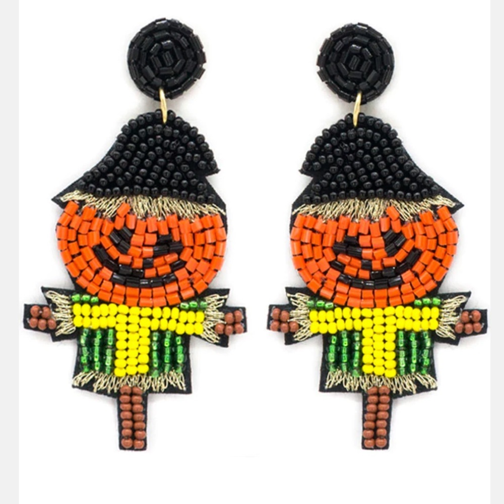 Scarecrow seed bead earrings
